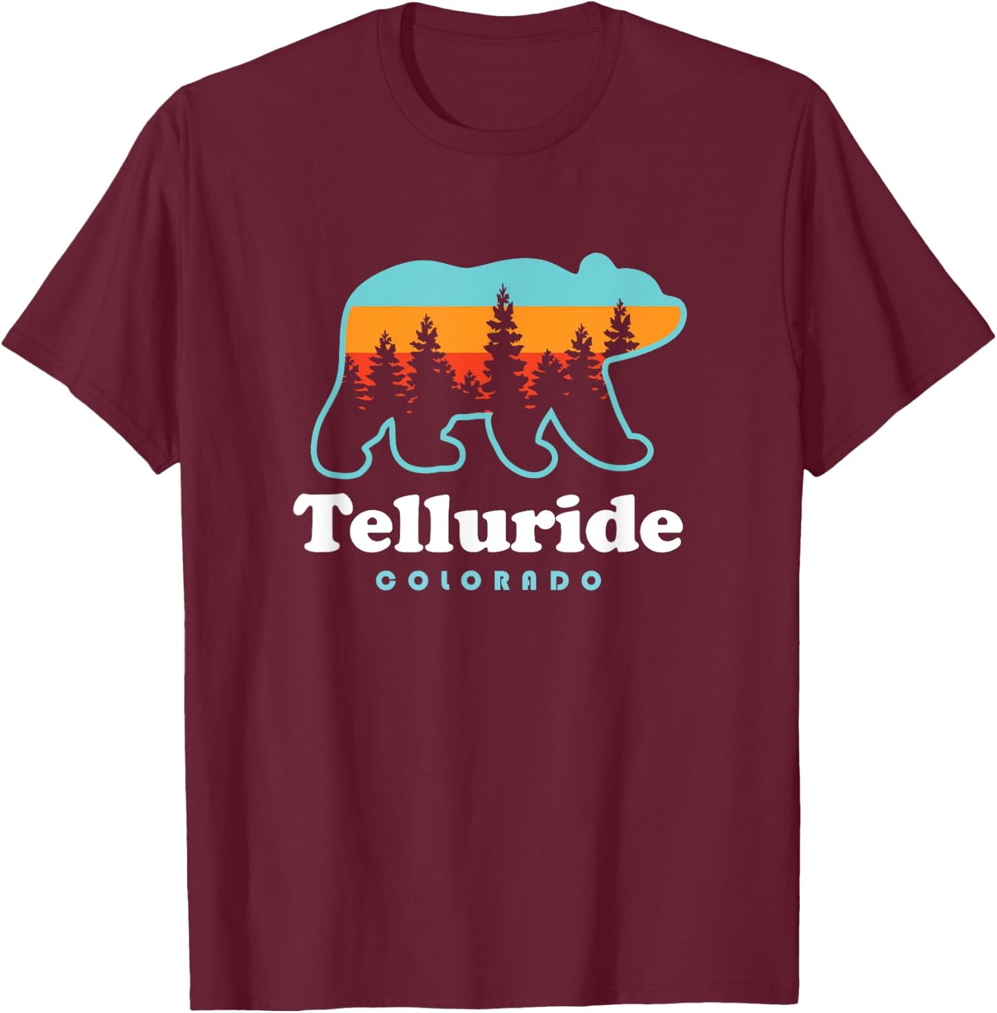 Telluride Colorado Mountains Telluride Mountain Bear T-Shirt - T-Shirt | Maroon