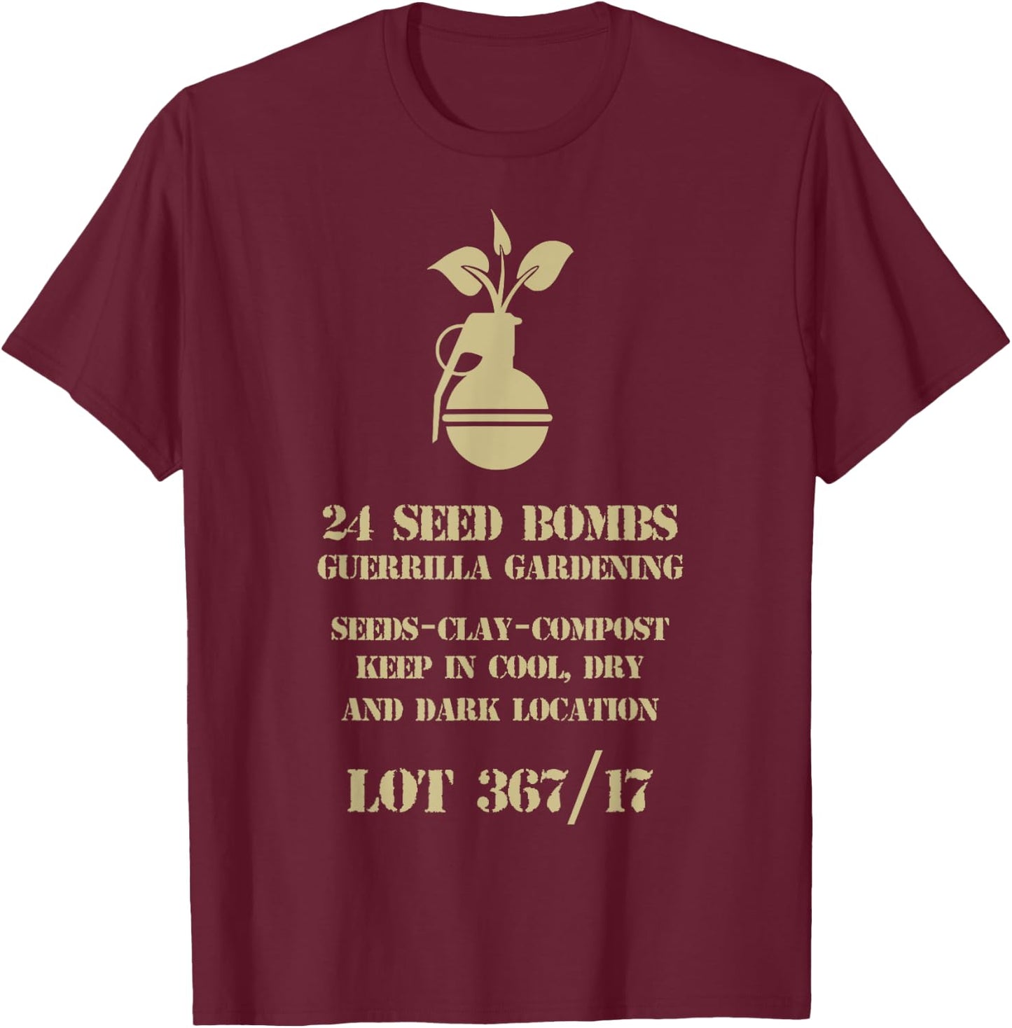 Guerrilla gardening seed bombs, ammo can T-Shirt - T-Shirt | Maroon