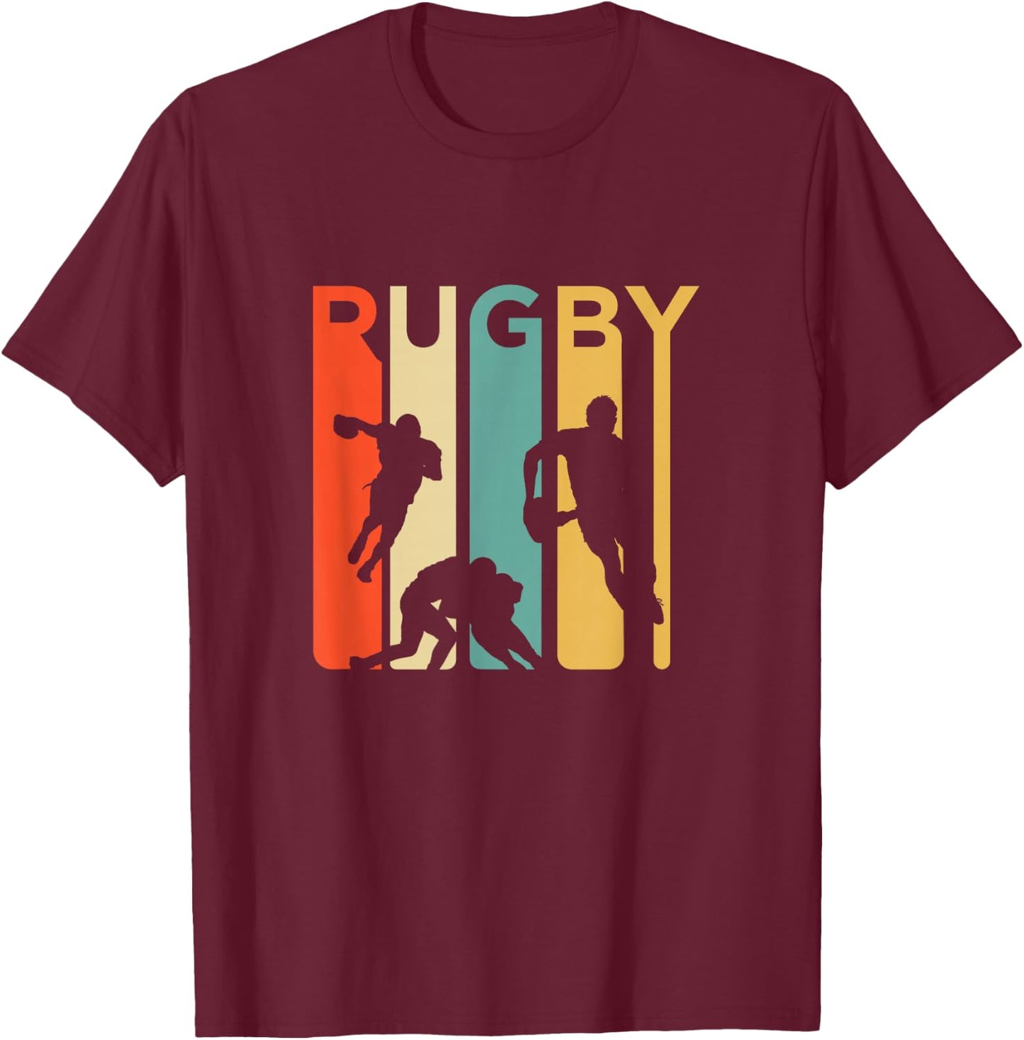 Vintage 1970's Style Rugby, Rugby Sports Gift T-Shirt - T-Shirt | Maroon