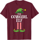 Cowgirl Elf Matching Family Group Christmas Party Pyjamas T-Shirt - T-Shirt | Maroon