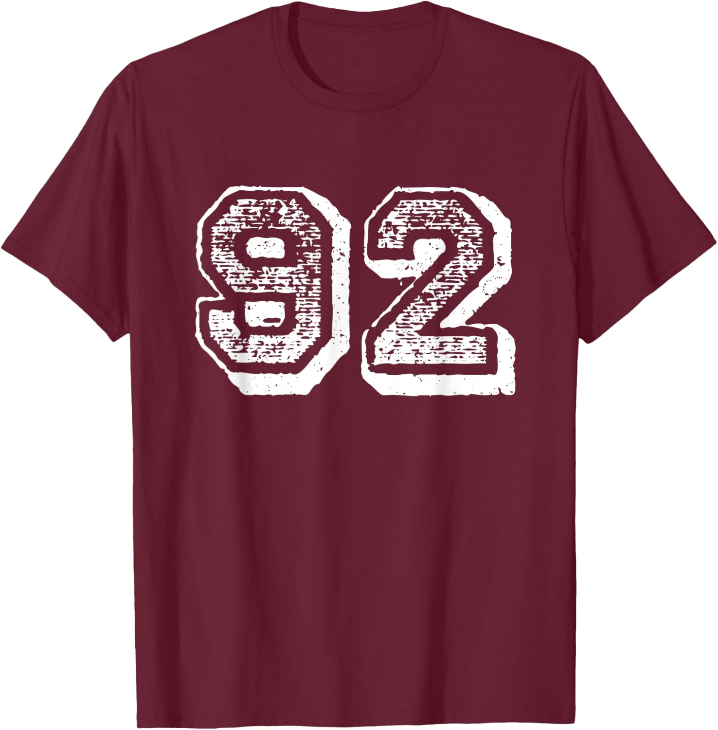 Number 92 Sports Jersey Player #92 Fan FRONT Print Vintage T-Shirt - T-Shirt | Maroon