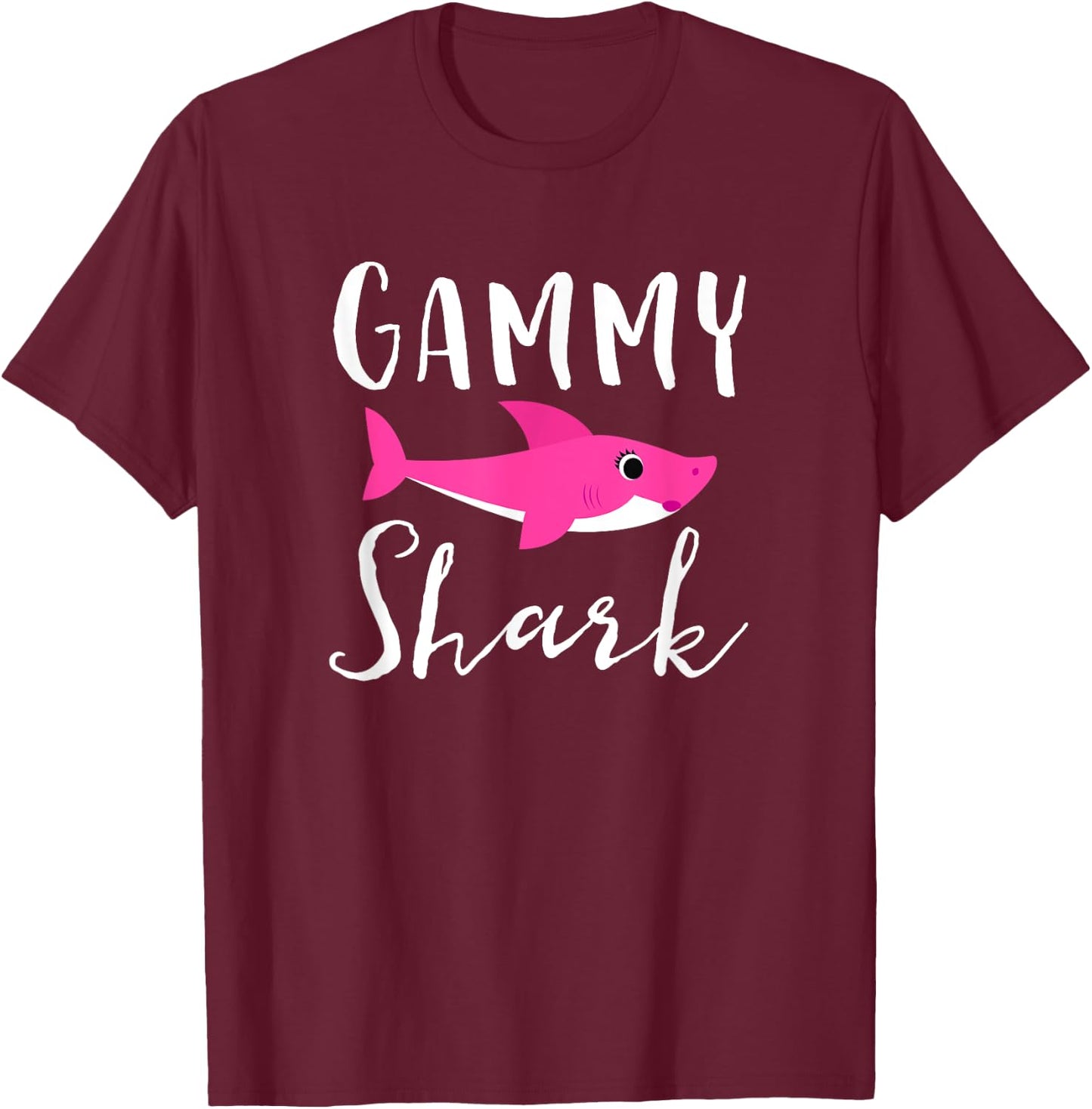 Gammy Shark Grandma Grandmother Pink Shark Graphic T-Shirt - T-Shirt | Maroon