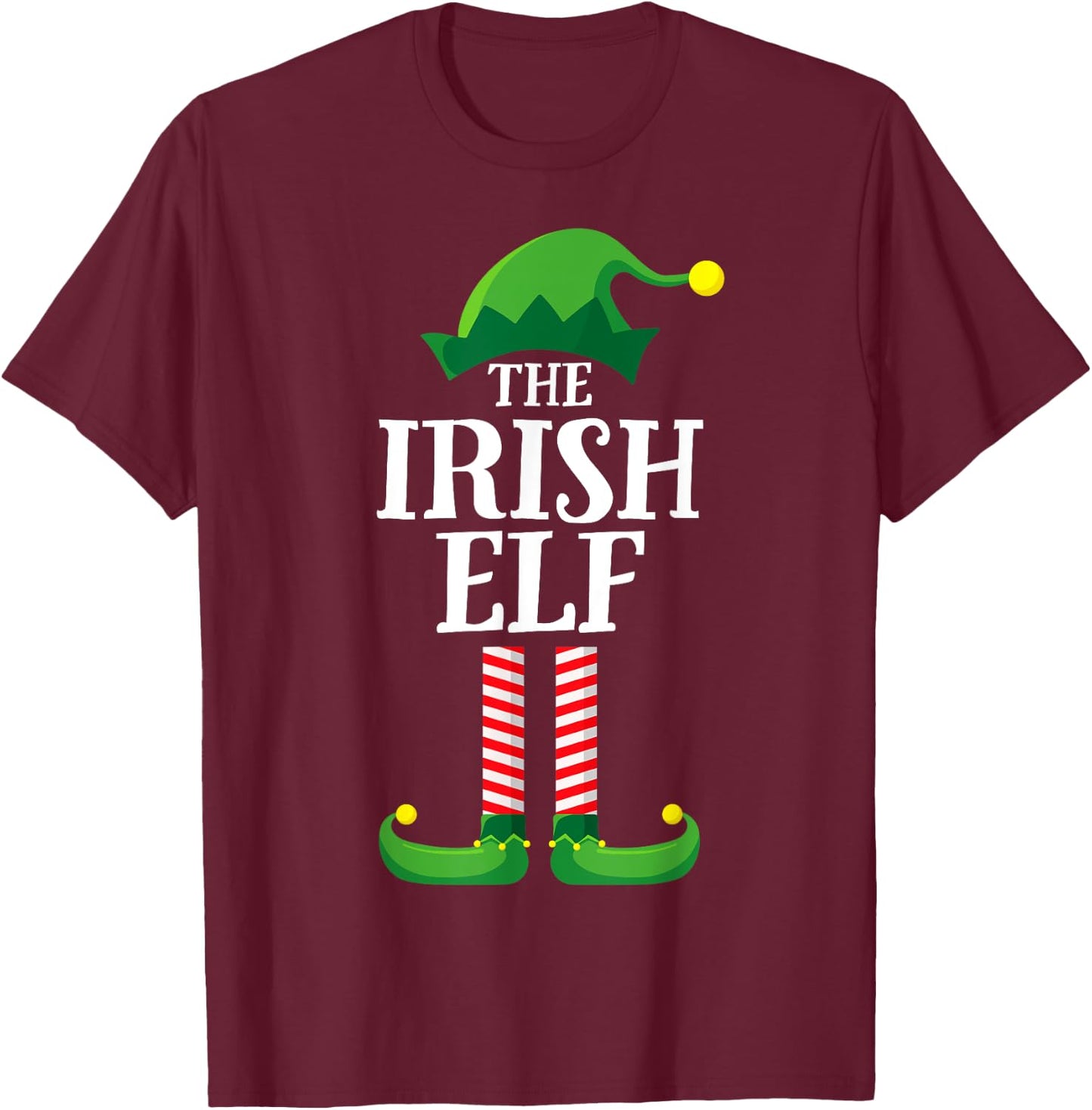 Irish Elf Matching Family Group Christmas Party Pyjamas T-Shirt - T-Shirt | Maroon