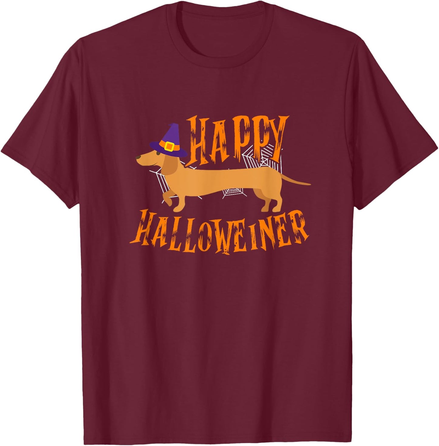 Happy Halloweiner Funny Halloween Weiner Dachsund T-Shirt - T-Shirt | Maroon