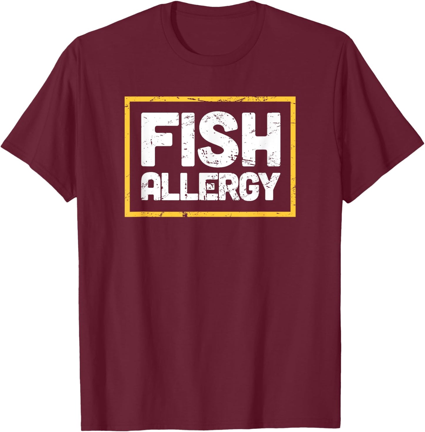 Allergy Awareness - Distressed Fish Allergy T-Shirt - T-Shirt | Maroon
