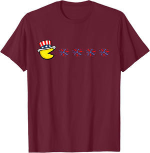 Retro Patriotic Gaming Fireworks 4th of July Funny Gamer T-Shirt - T-Shirt | Maroon