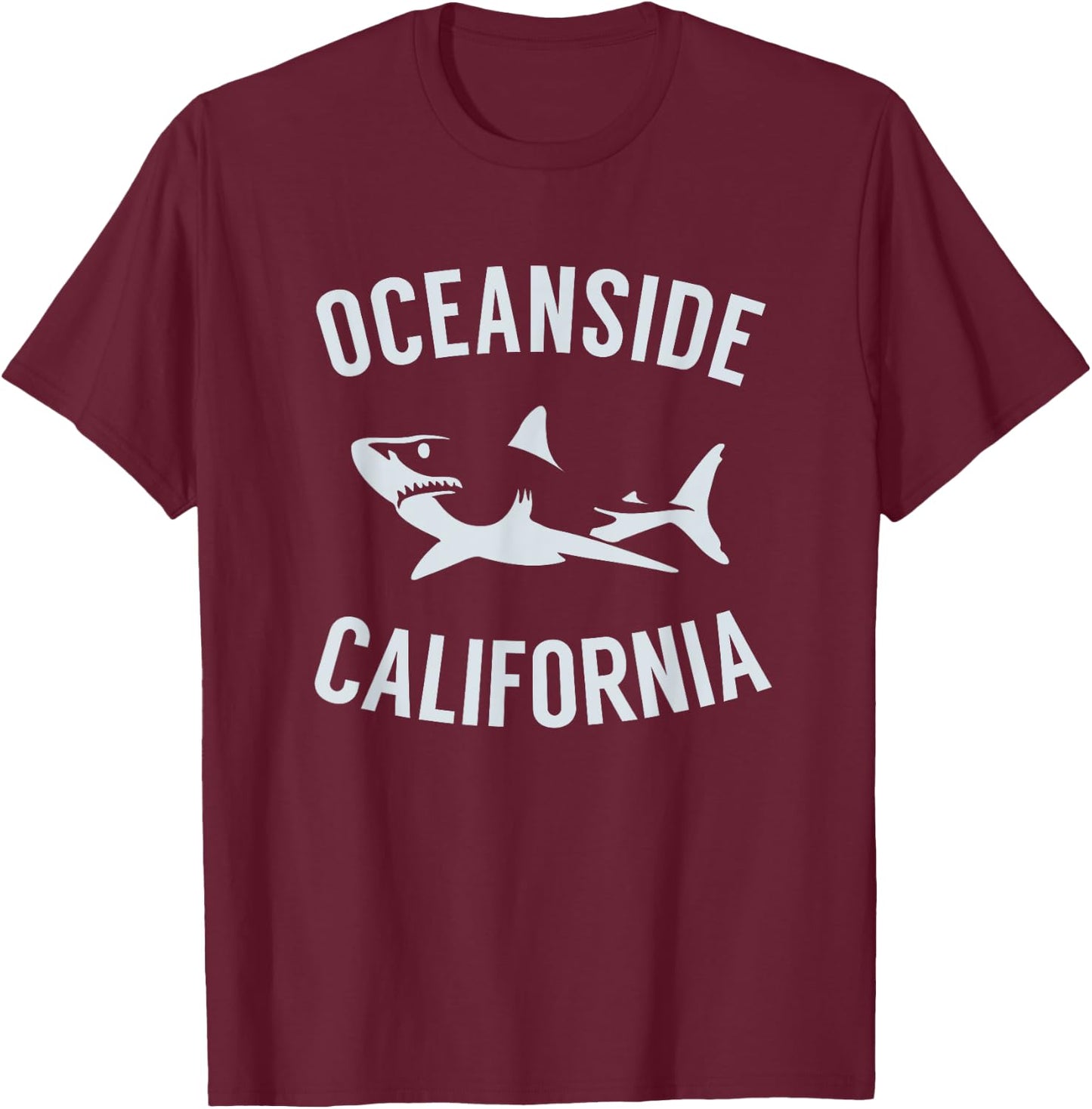 Oceanside California T Shirt Shark CA Souvenirs T-Shirt - T-Shirt | Maroon