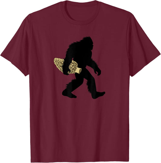 Bigfoot Morel Mushroom , Sasquatch Fungi Apparel T-Shirt - T-Shirt | Maroon