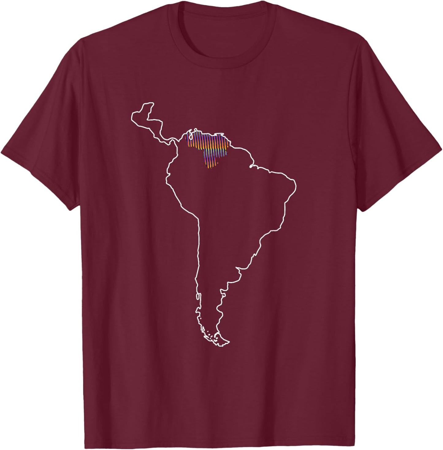 Where is Venezuela Map Chromatic Art Gift T-Shirt - T-Shirt | Maroon