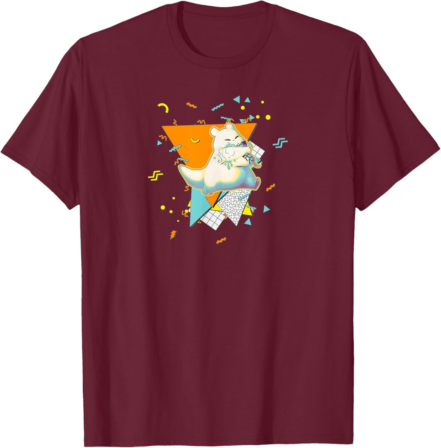 a e s t h e t i c 90s Slugcat Black Small Short Sleeve Classic Fit Cotton Blend Machine Wash T-Shirt - T-Shirt | Maroon
