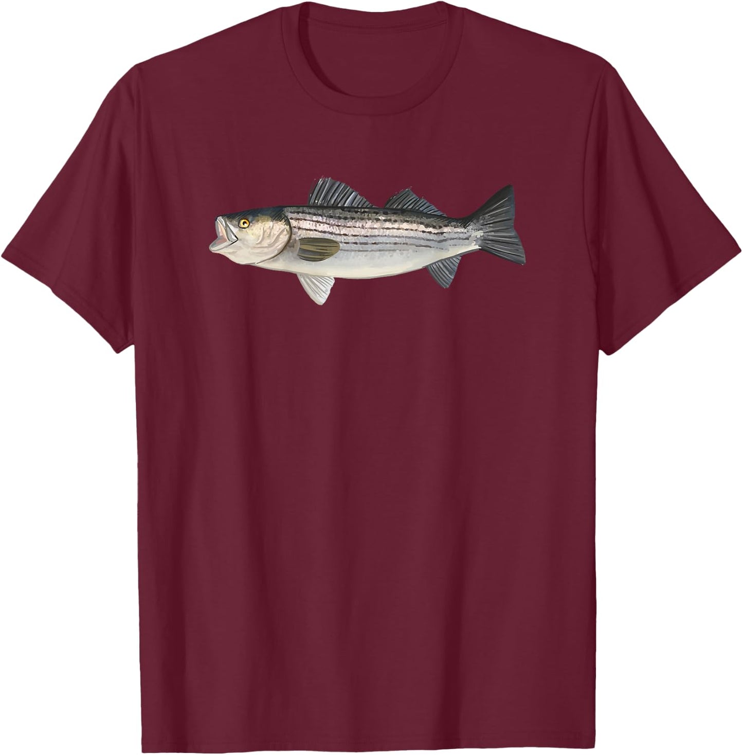 Striped Bass | Striper Fishing Shirt T-Shirt - T-Shirt | Maroon