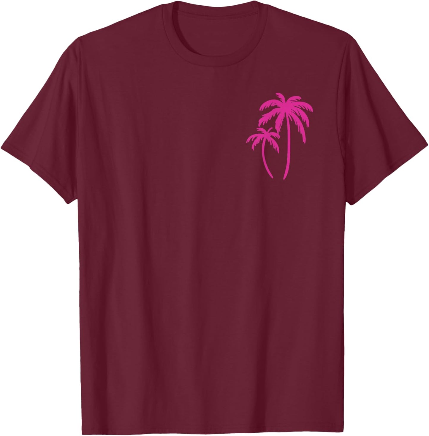 Pink Pocket Palm Tree Cute Hawaiian Summer Vacation Gift T-Shirt - T-Shirt | Maroon