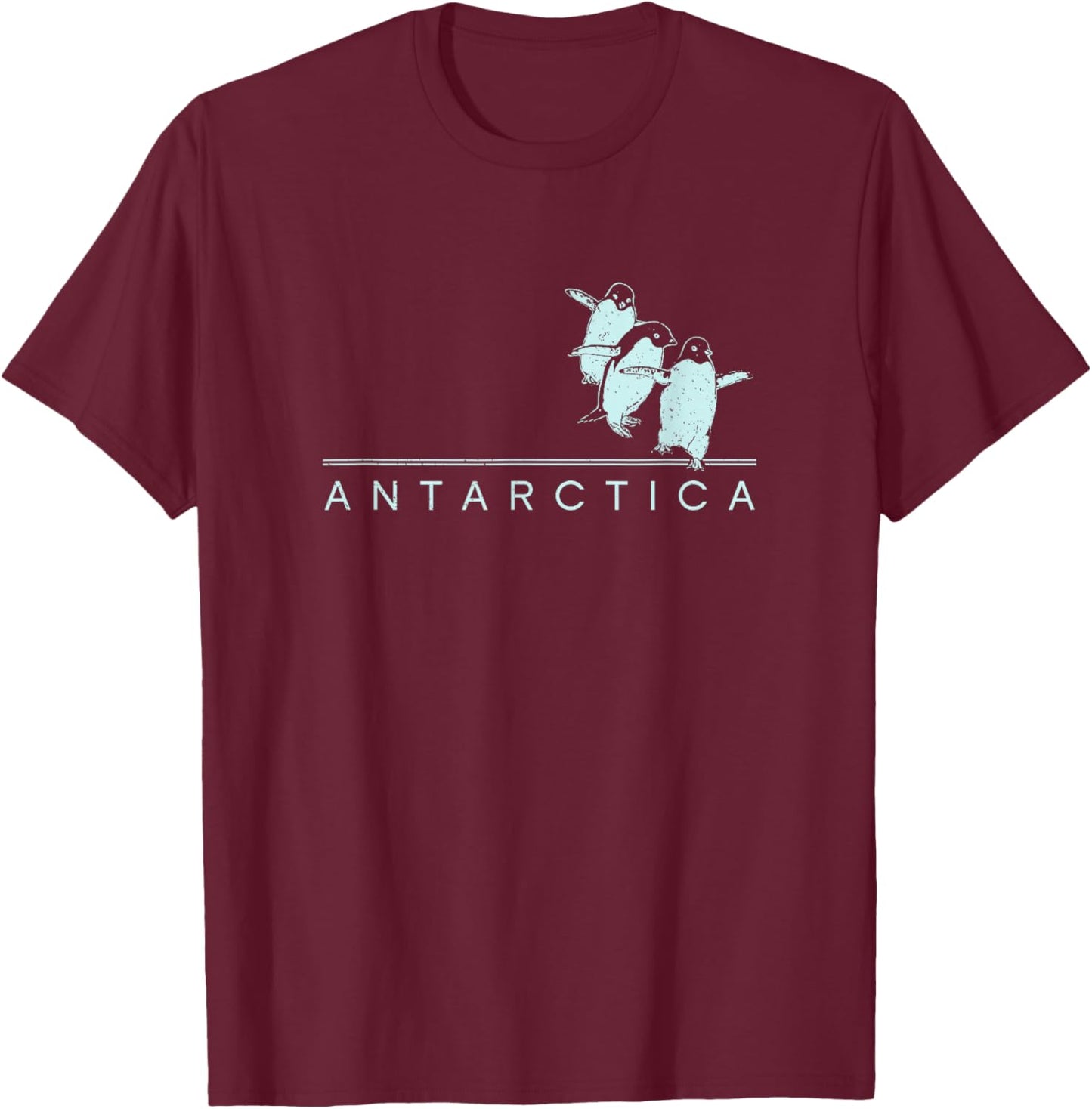 Antarctica Penguins Graphic Souvenirs T-Shirt - T-Shirt | Maroon