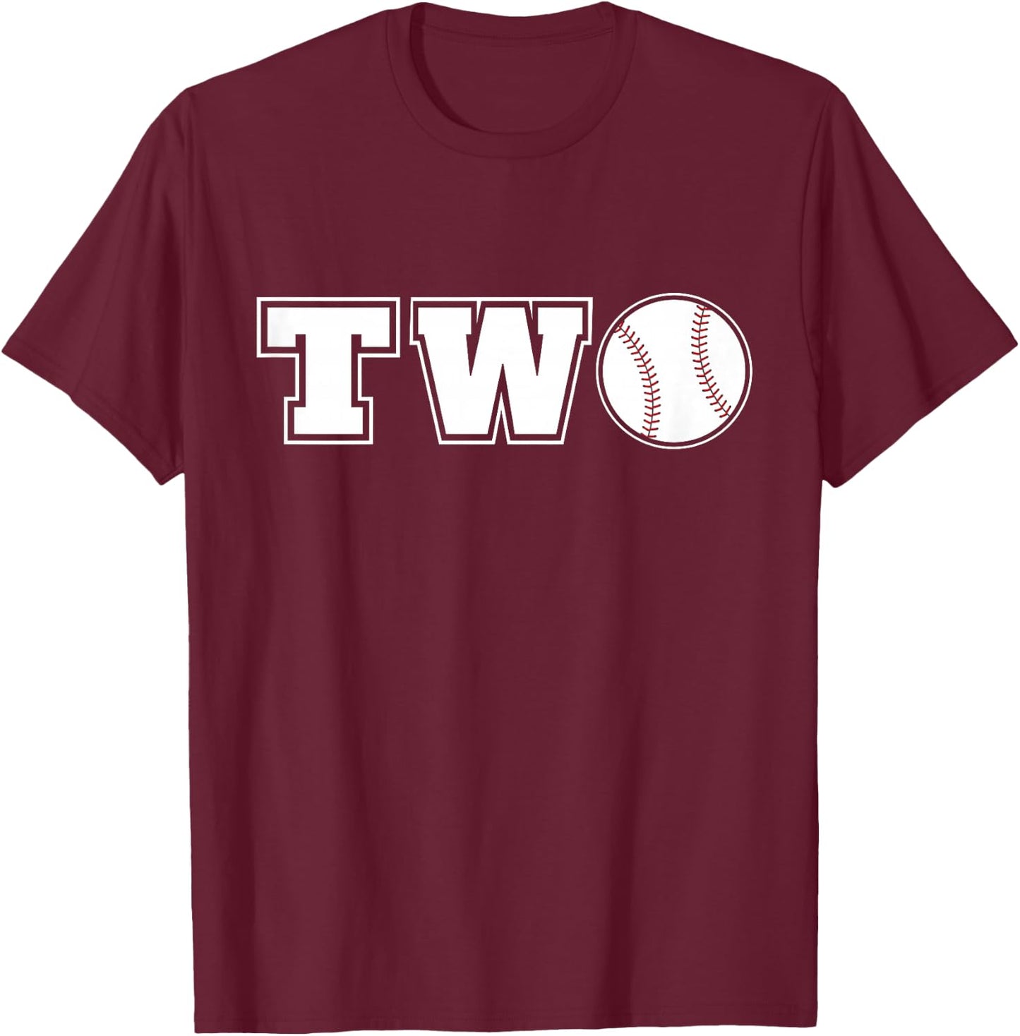 Kids Baseball 2nd Birthday Boy 2 Two Year Old Toddler T-Shirt - T-Shirt | Maroon