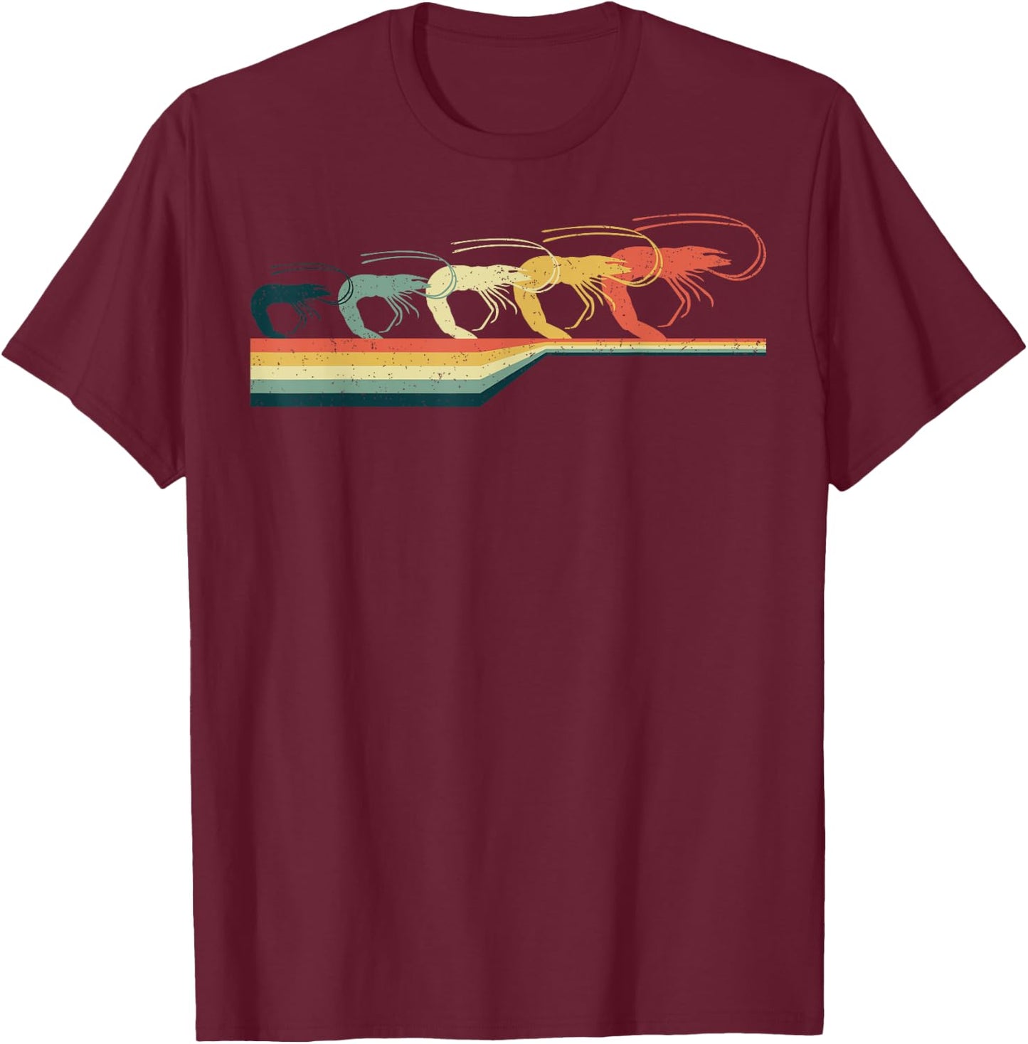 SHRIMP Vintage Retro Style Cute Gifts T-Shirt - T-Shirt | Maroon