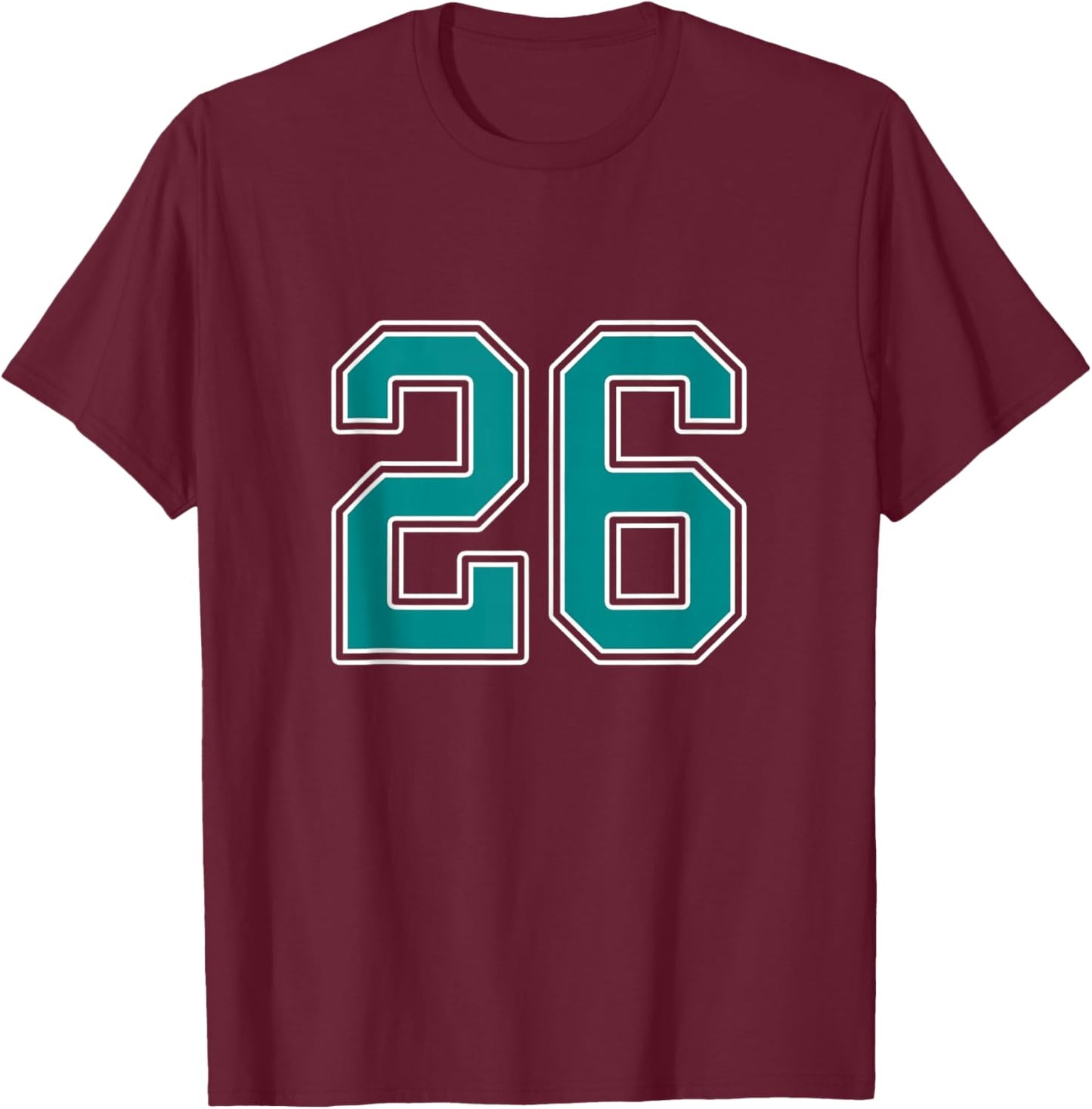 Teal and White Number 26 Jersey Player Uniform #26 Fan T-Shirt - T-Shirt | Maroon