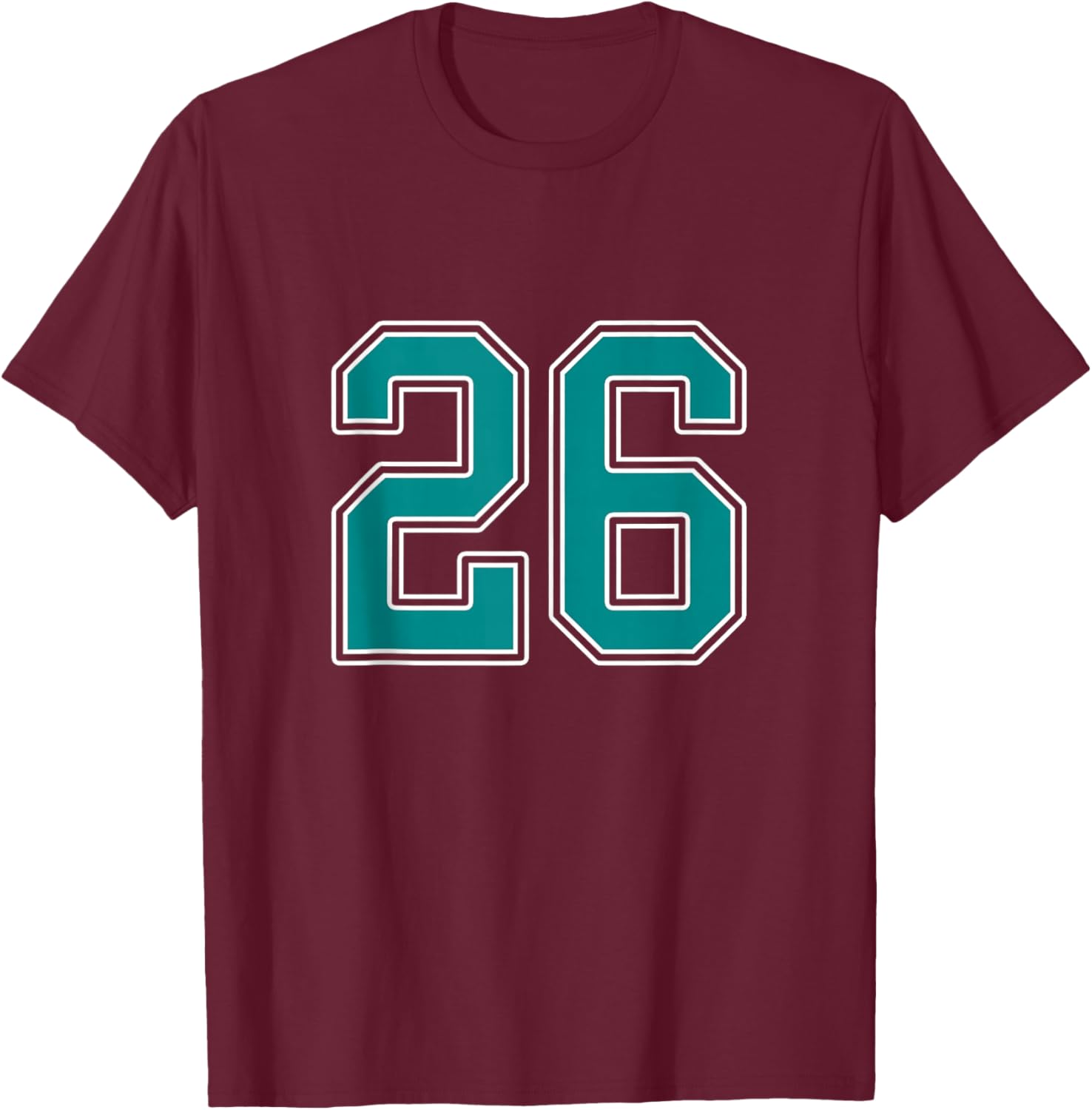 Teal and White Number 26 Jersey Player Uniform #26 Fan T-Shirt - T-Shirt | Maroon