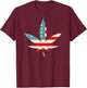 Weed Cannabis Patriot Marijuana USA American Flag Leaf Gift Women Men T-Shirt - T-Shirt | Maroon
