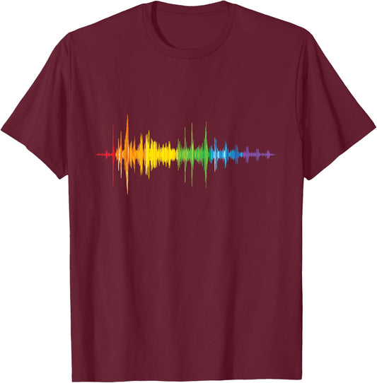 Soundwave Rainbow Color Spectrum Music Lover T-Shirt - T-Shirt | Maroon
