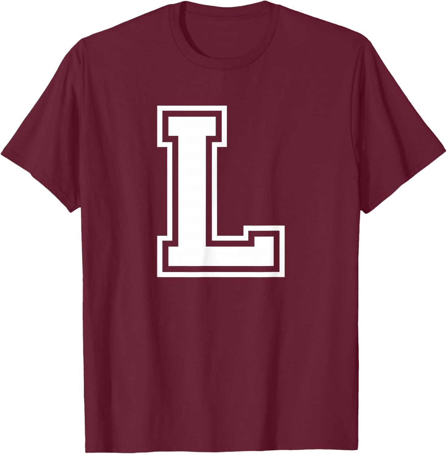 Letter L Name Initial Varsity Alphabet Monogram T-Shirt - T-Shirt | Maroon