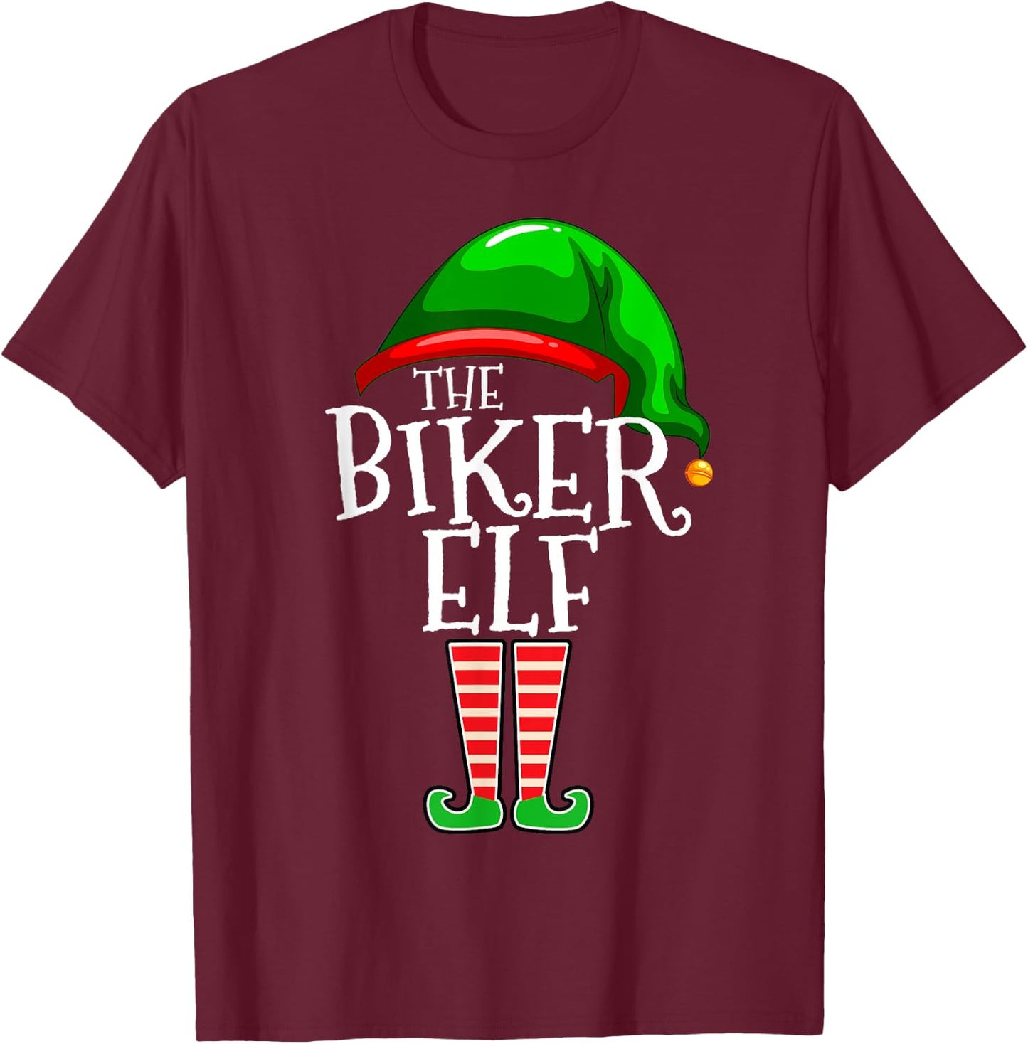 Biker Elf Group Matching Family Christmas Motorcycle T-Shirt - T-Shirt | Maroon