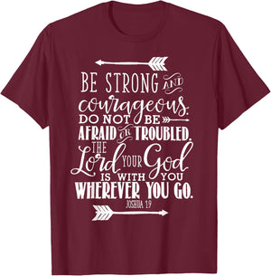 Joshua 1:9 Christian Bible Verse Pink T-Shirt - T-Shirt | Maroon