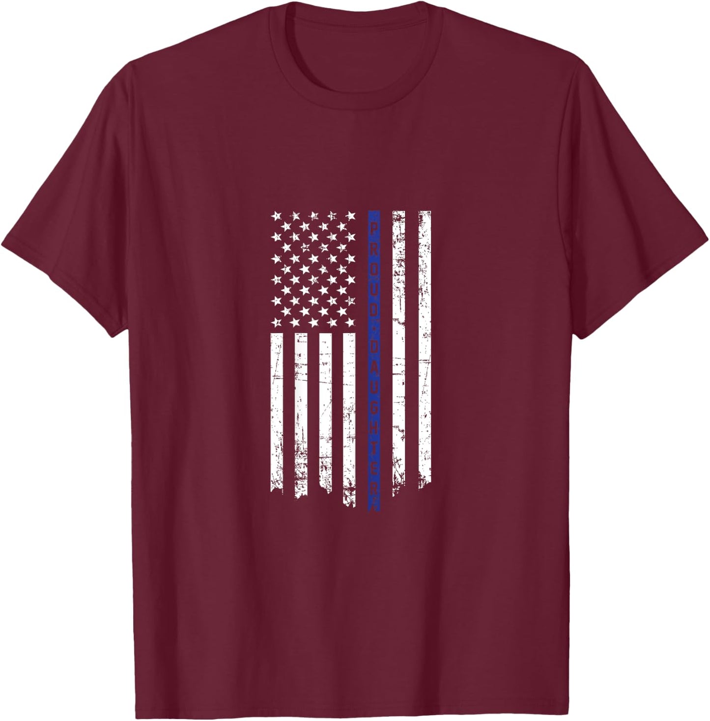Proud Daughter Police Officer Thin Blue Line Flag T-Shirt - T-Shirt | Maroon