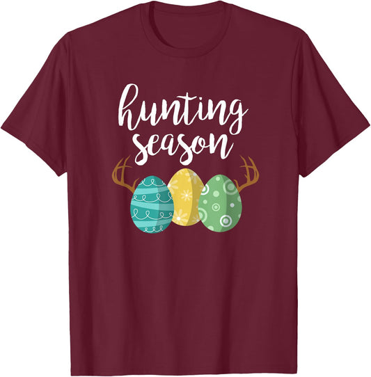 Hunting Season - Cute Bunny Funny Easter Shirt T-Shirt - T-Shirt | Maroon
