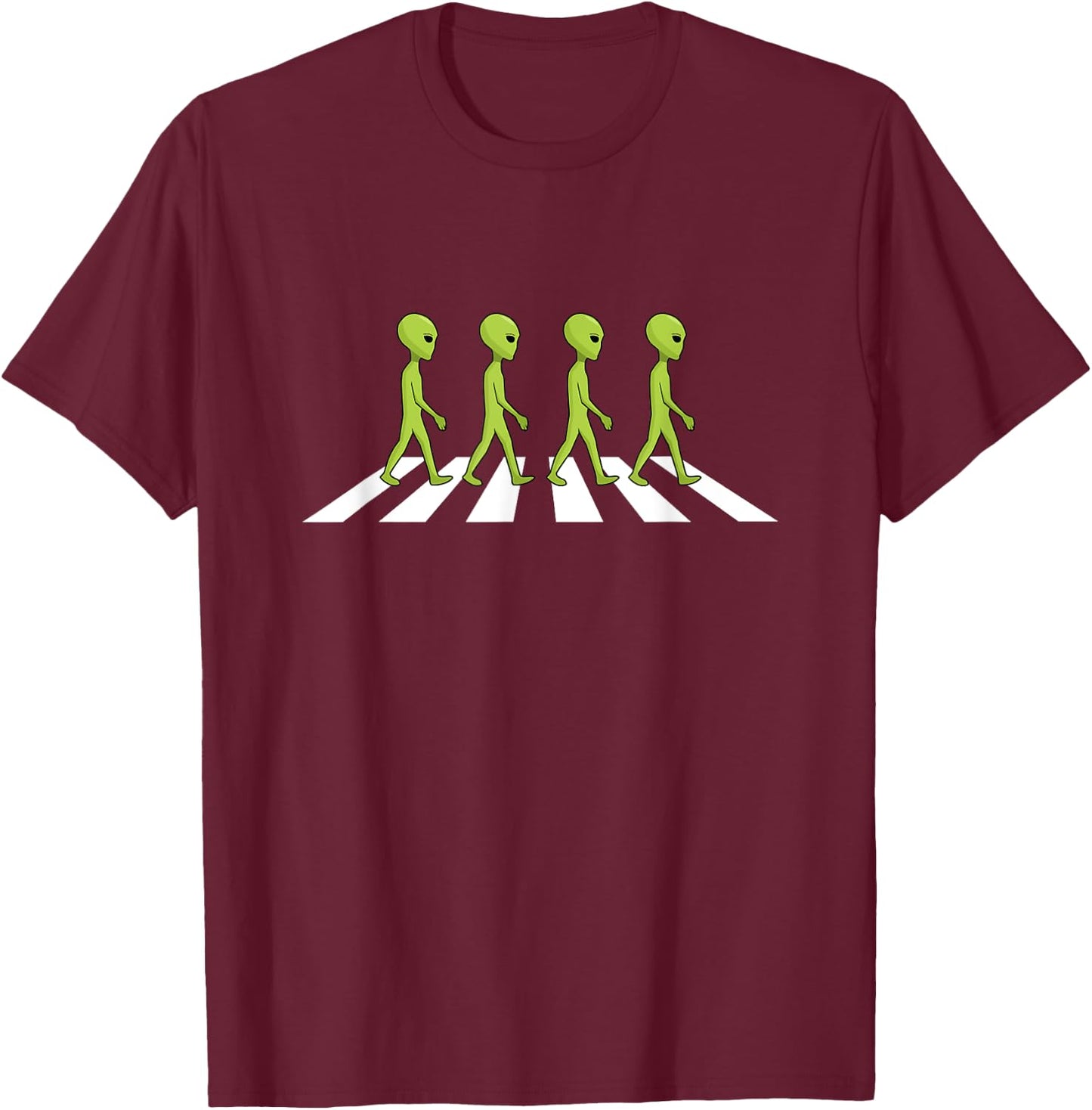 Aliens Crossing and Walking Across Road Funny Gift T-Shirt - T-Shirt | Maroon