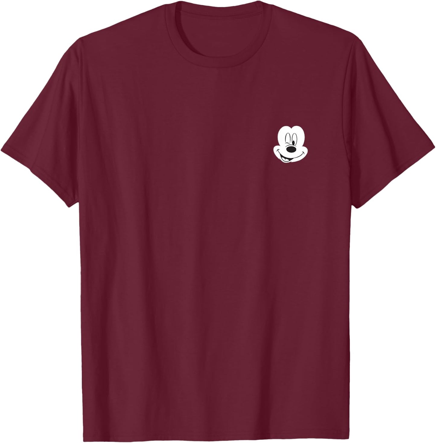 Disney Winking Mickey Mouse Face Small Icon T-Shirt - T-Shirt | Maroon
