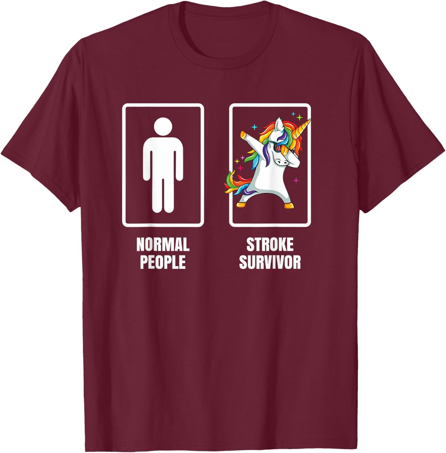 Dabbing Unicorn Heart Stroke Survivor Recovery Get Well T-Shirt - T-Shirt | Maroon