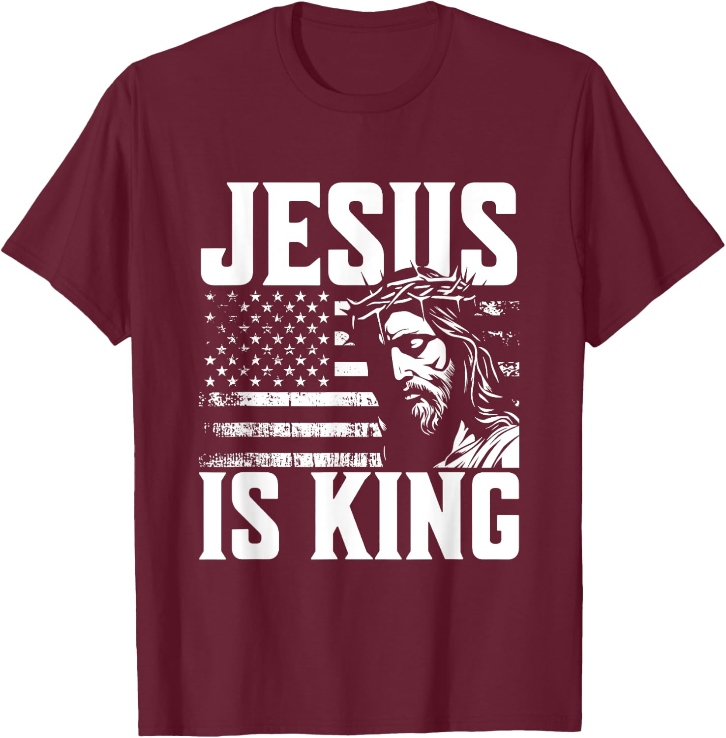 Minimalist Christian Religious Prayer Jesus Is King T-Shirt - T-Shirt | Maroon