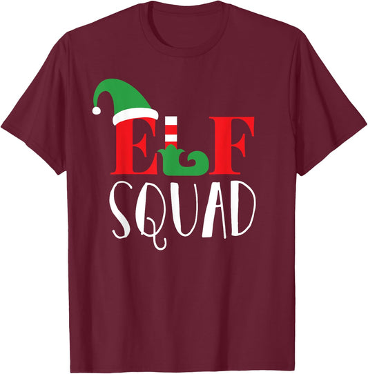 Family Christmas Matching Holiday Group Elf Squad T-Shirt - T-Shirt | Maroon
