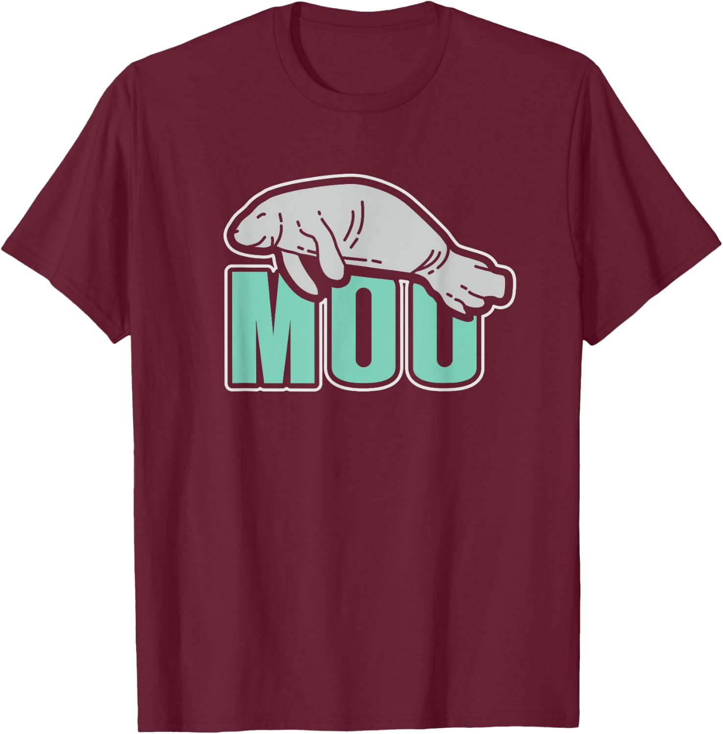 Funny "Moo" Manatee Sea Cow T-Shirt - T-Shirt | Maroon
