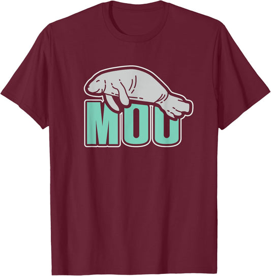 Funny "Moo" Manatee Sea Cow T-Shirt - T-Shirt | Maroon