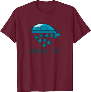 Dumbassman Docker, Linux, DevOps - Black, Small, -Adults, -Kids, Short Sleeve, Classic Fit, Cotton, Polyester T-Shirt - T-Shirt | Maroon