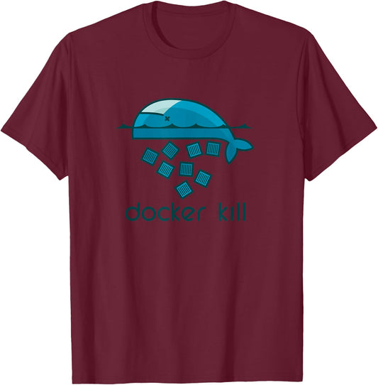 Dumbassman Docker, Linux, DevOps - Black, Small, -Adults, -Kids, Short Sleeve, Classic Fit, Cotton, Polyester T-Shirt - T-Shirt | Maroon