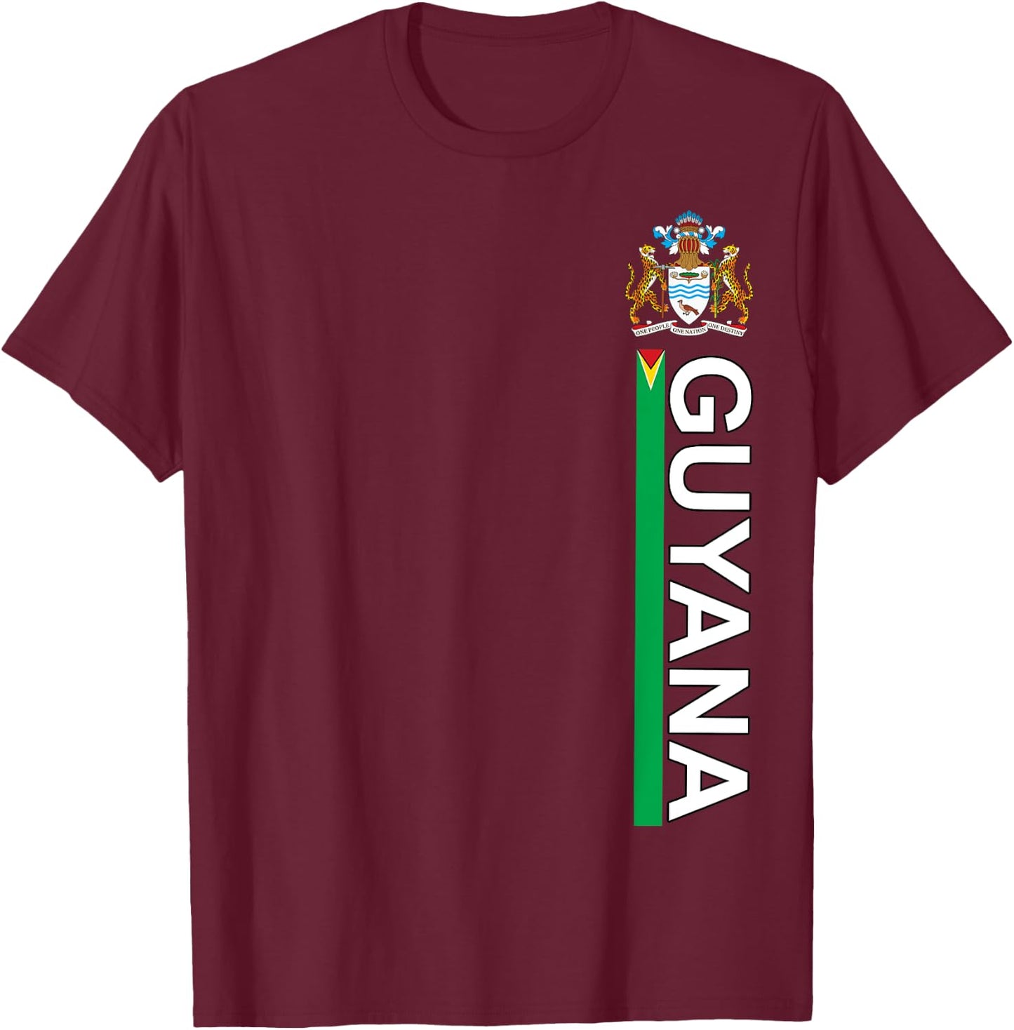 Guyana National Pride Left Side Image Sporty T-Shirt - T-Shirt | Maroon