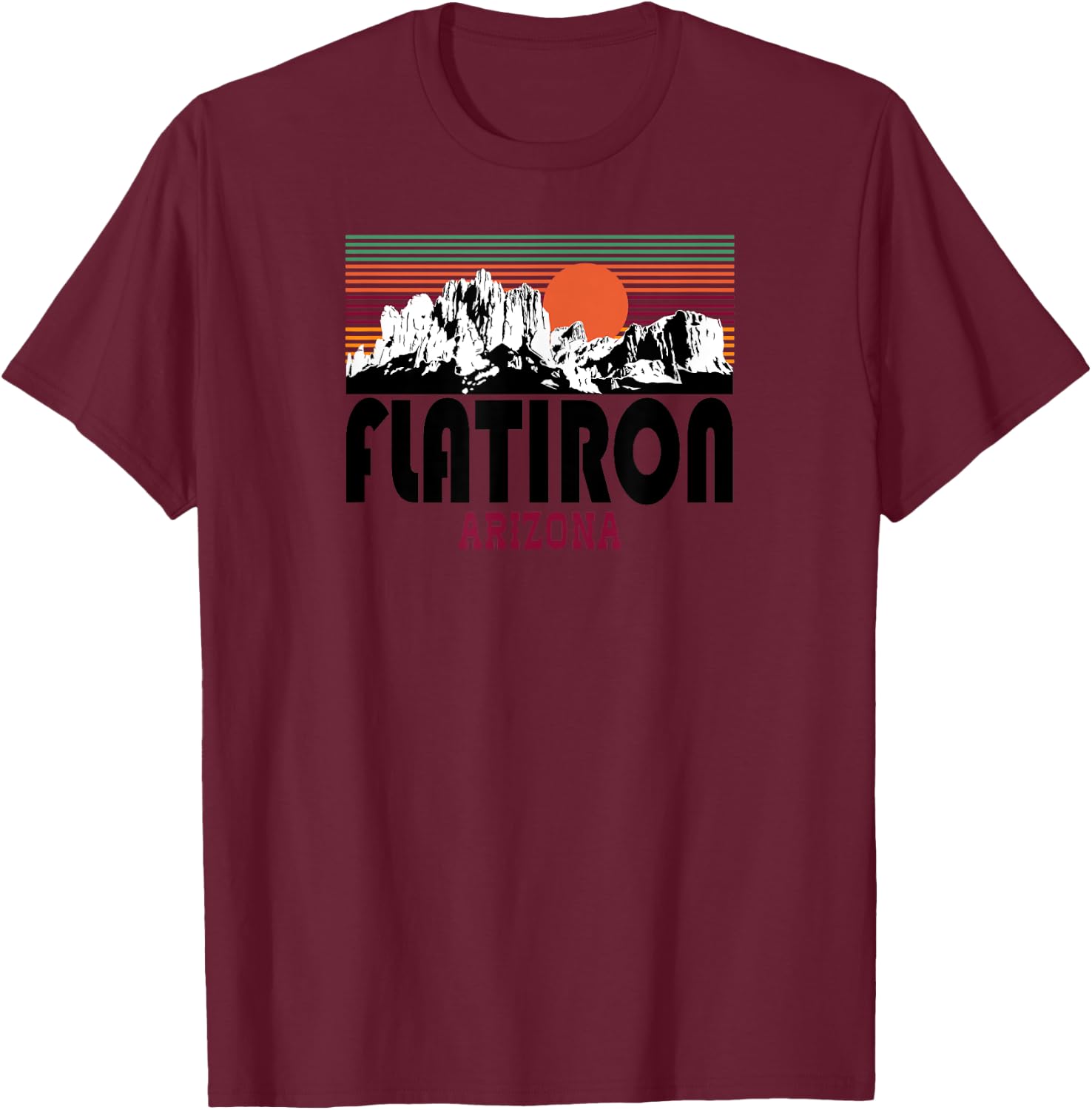 Retro Flat Iron Superstitions Mountain Arizona Shirt T-Shirt - T-Shirt | Maroon