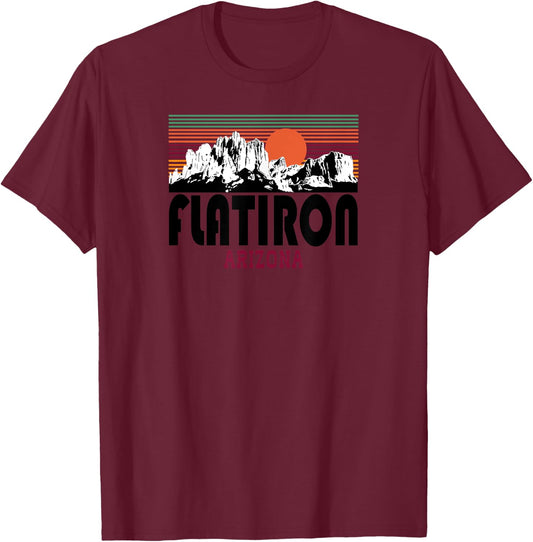 Retro Flat Iron Superstitions Mountain Arizona Shirt T-Shirt - T-Shirt | Maroon