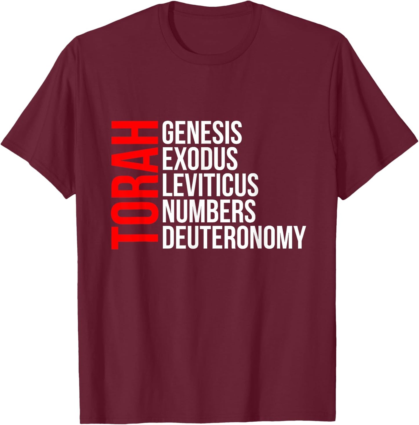 First 5 Books Torah Hebrew Israelites Yeshua Yahew T-Shirt - T-Shirt | Maroon