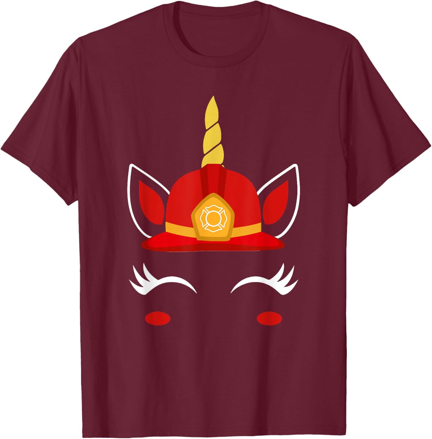 Unicorn Firefighter-Funny Fireman Birthday Party T-Shirt - T-Shirt | Maroon
