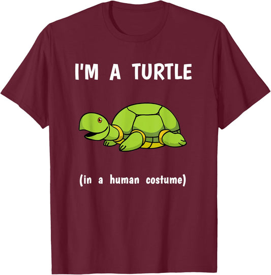 Funmy Lazy Halloween Animal Costume Cute Turtle T-Shirt - T-Shirt | Maroon