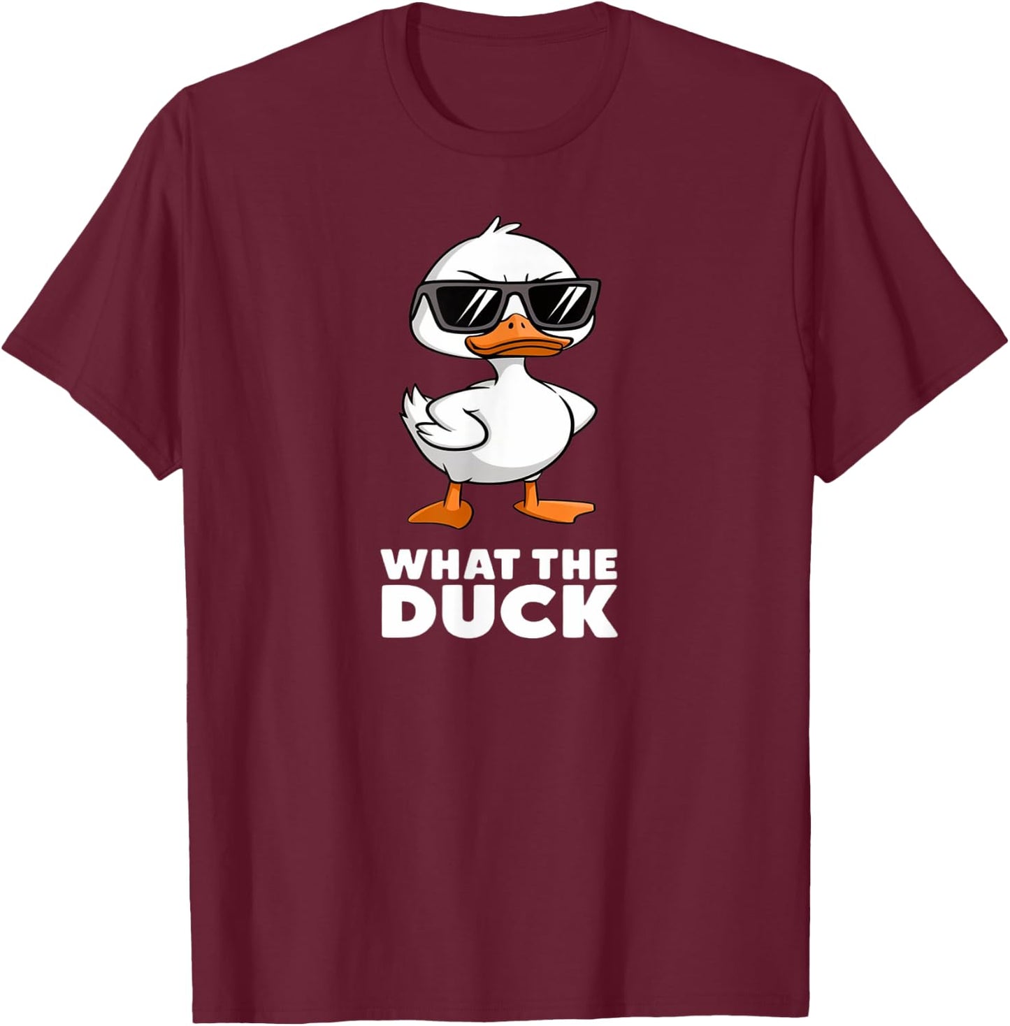 Delightfully Different World What the Duck - -Adults, Black, Small, Short Sleeve T-Shirt - T-Shirt | Maroon