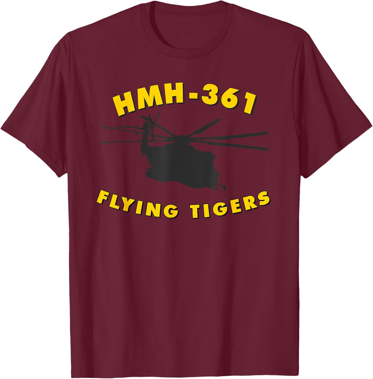 HMH-361 Flying Tigers CH-53 Super Stallion Helicopter T-Shirt - T-Shirt | Maroon