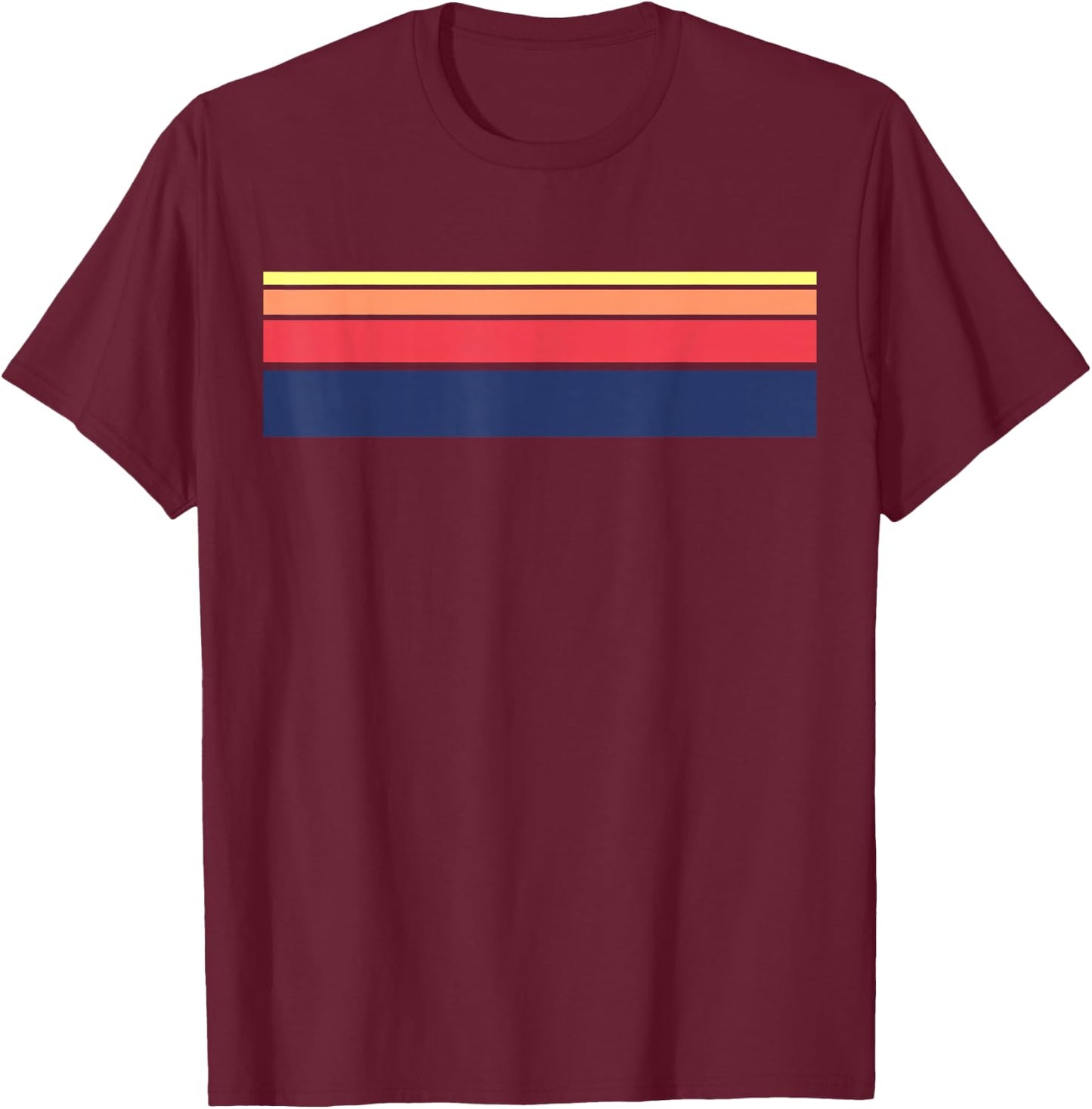 Retro Sunset Color Stripe Pattern T Shirt T-Shirt - T-Shirt | Maroon