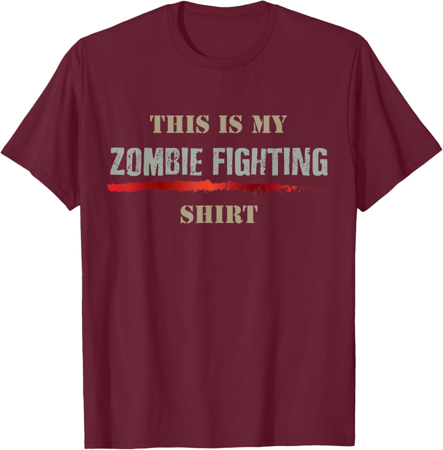 This is My Zombie Fighting Graphic Halloween Costume T-Shirt - T-Shirt | Maroon