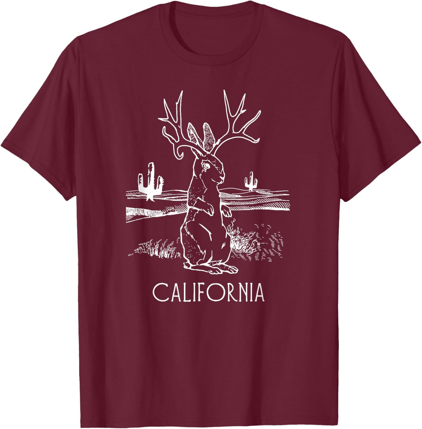 California Jackalope Cute Cali Crytpid Jackrabbit T-Shirt - T-Shirt | Maroon