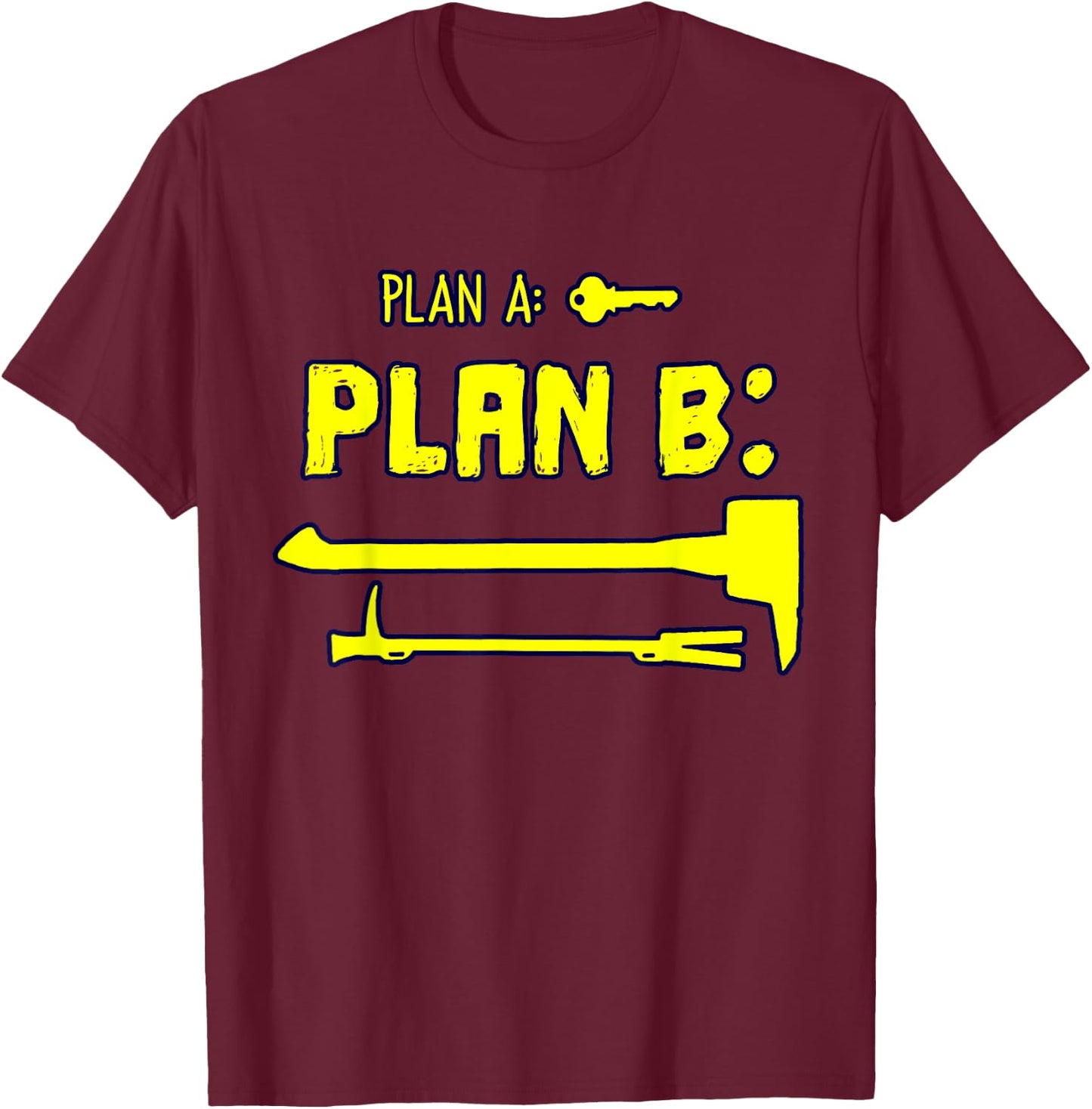 Funny Firefighter Crowbar Tool and Sledgehammer Gift T-Shirt - T-Shirt | Maroon
