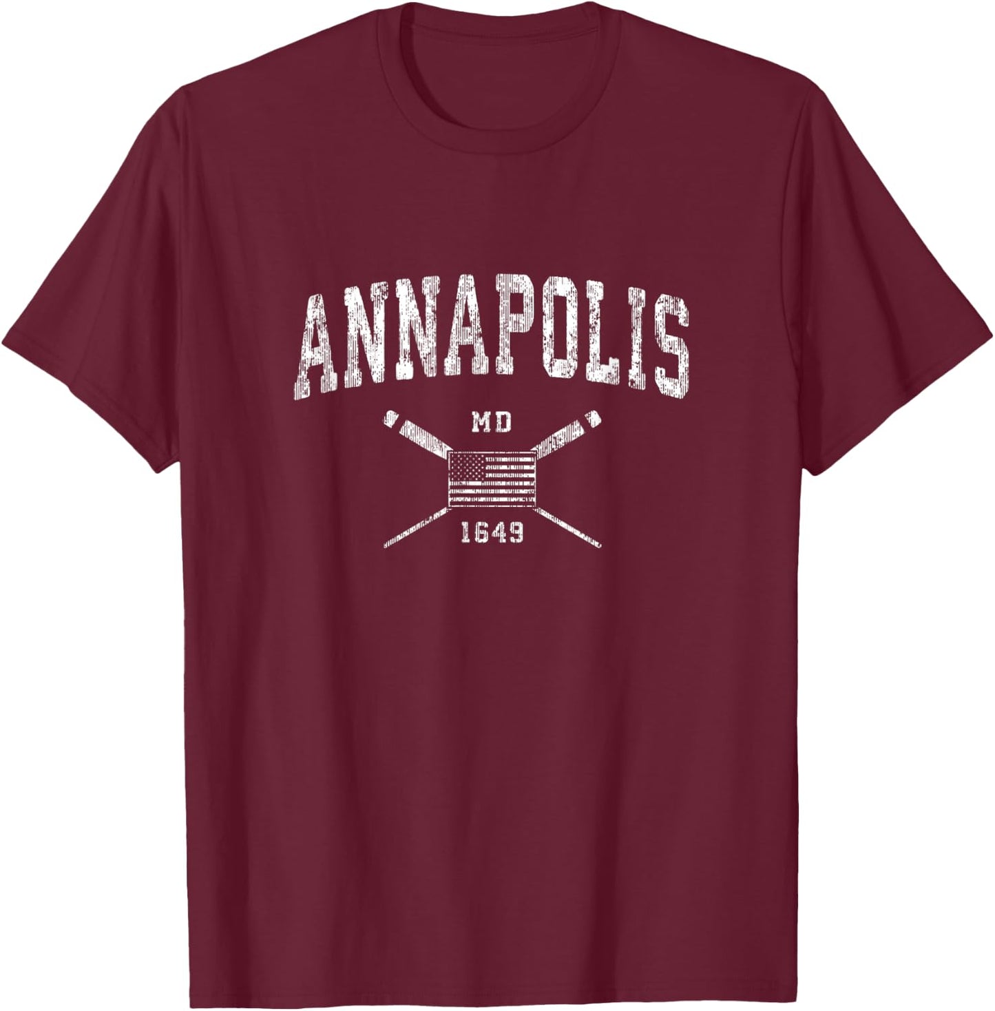 Annapolis MD Nautical Vintage US Flag T-Shirt - T-Shirt | Maroon